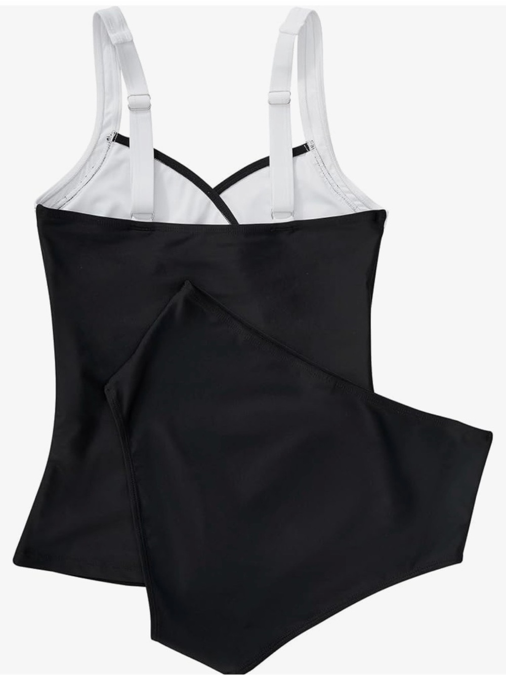 Black & White Ruched Tankini Two Piece Swim Top - Women - Picture 5 of 7
